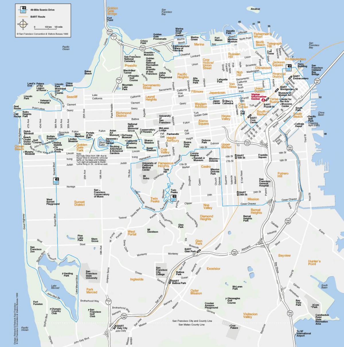 Karta över San Francisco landmärken
