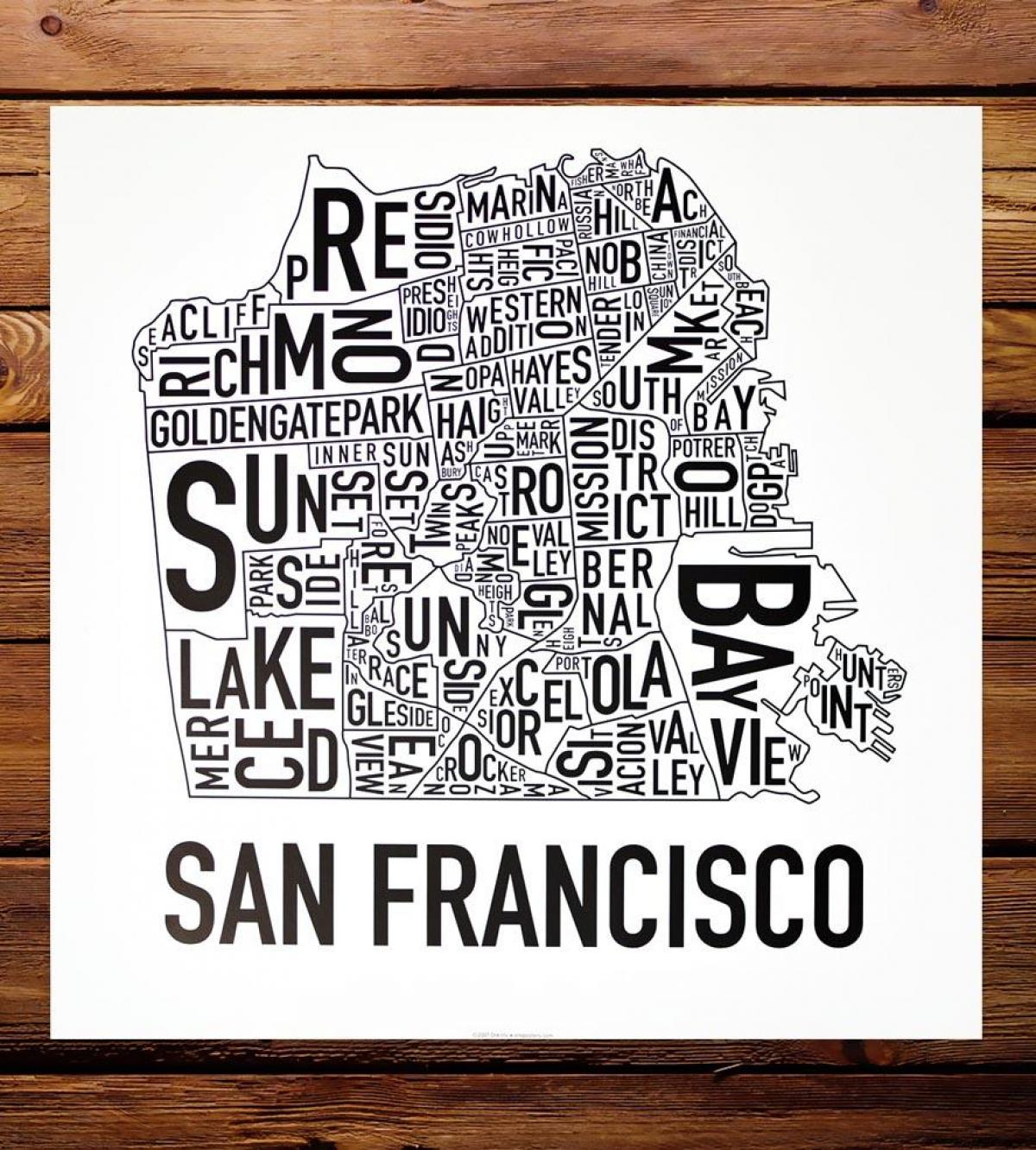 Karta över San Francisco-trakten konst