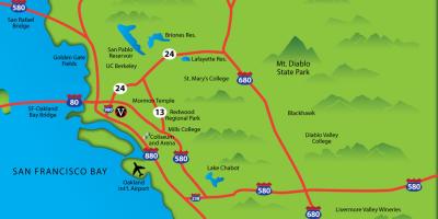 Karta över east bay area i kalifornien