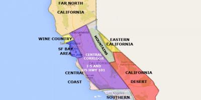 Karta över kalifornien, norr om San Francisco