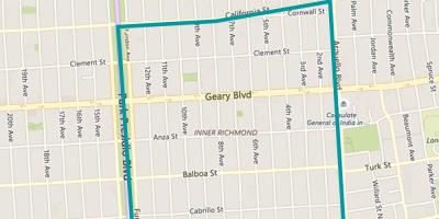 Karta över richmond district i San Francisco