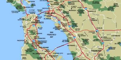 Karta över städer runt San Francisco