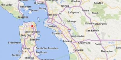 Karta of california städer nära San Francisco