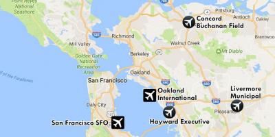 Flygplatser nära San Francisco karta