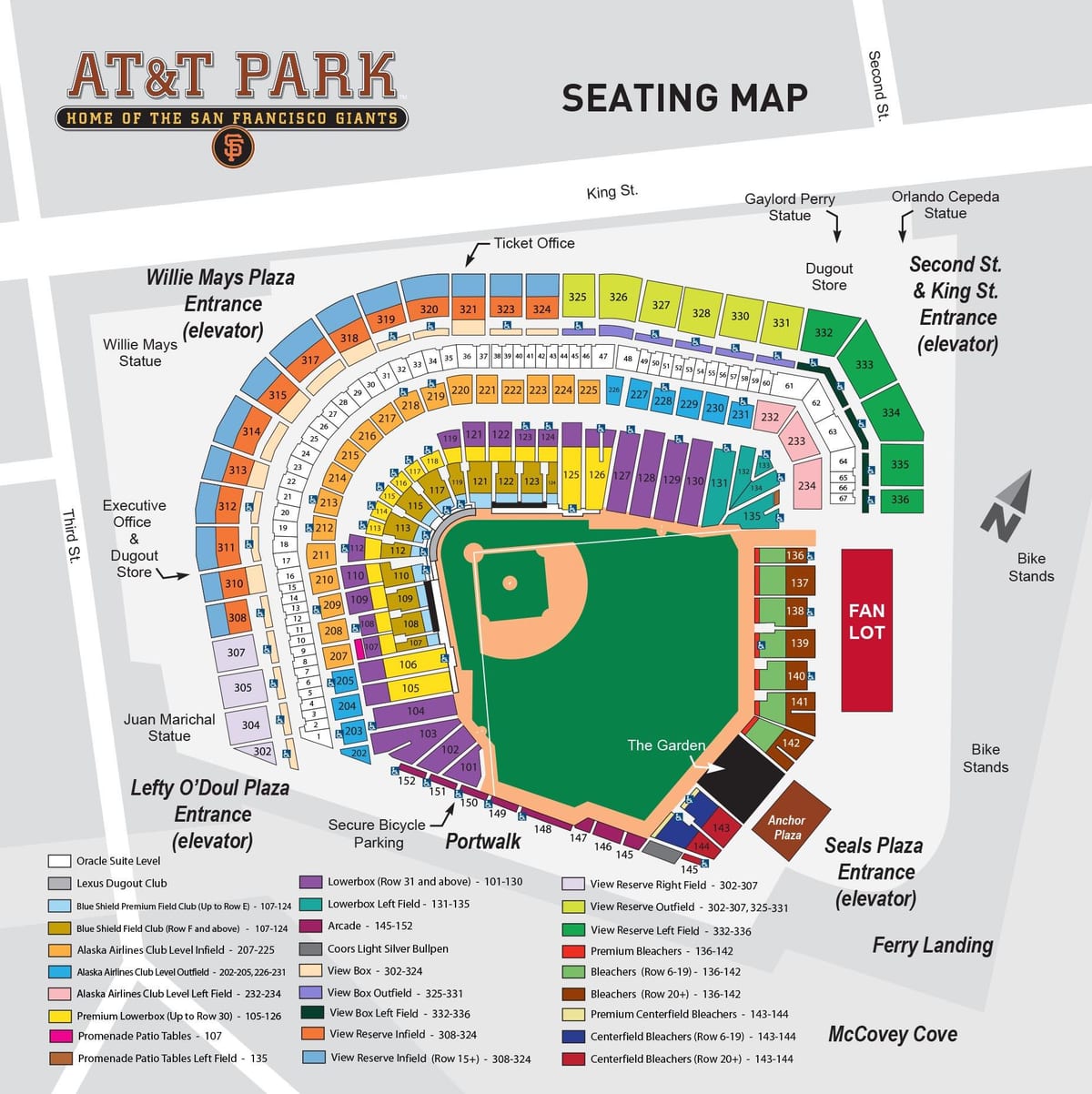 Kort at&t park detaljerade plats