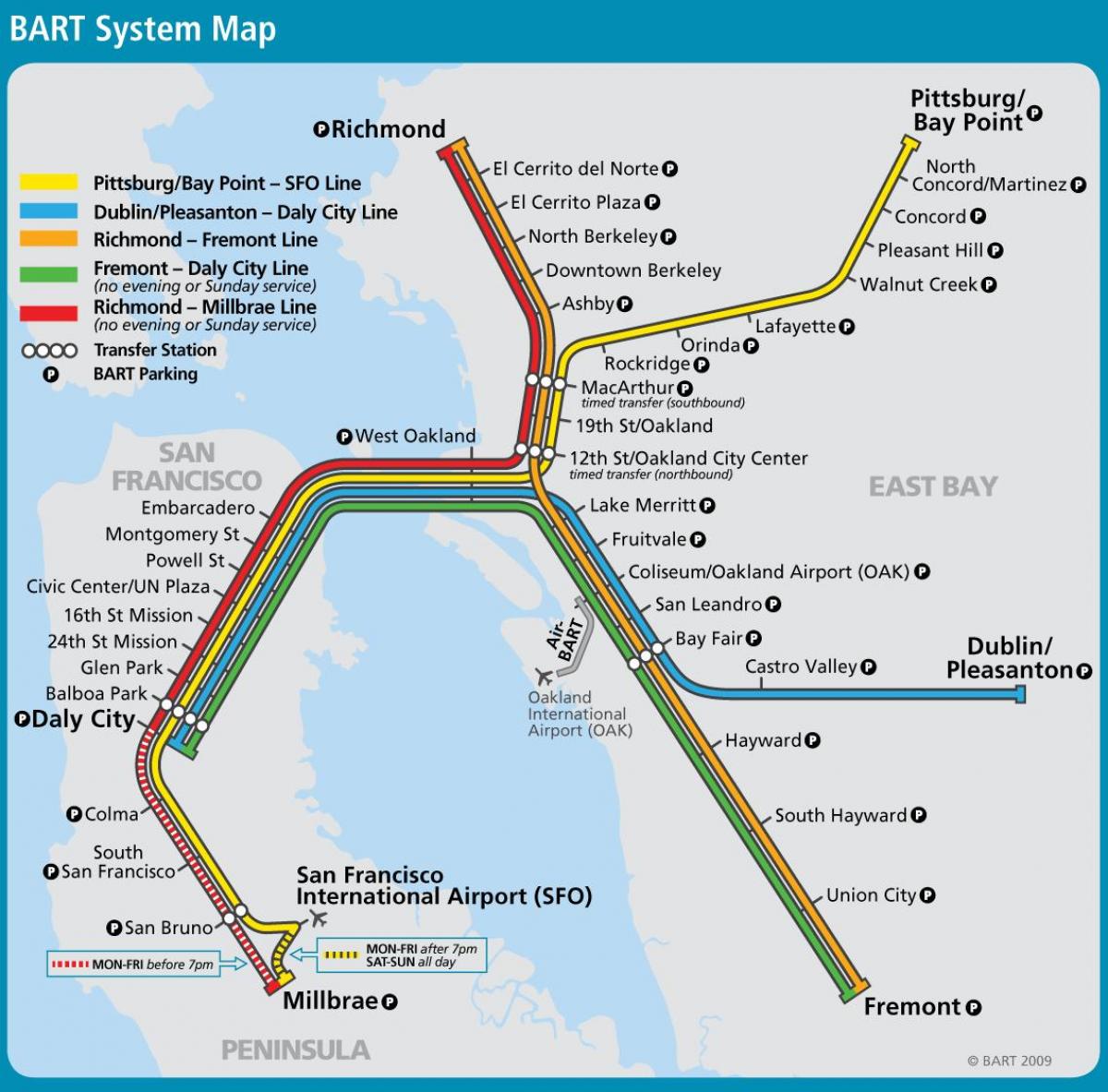 San Francisco bart system karta