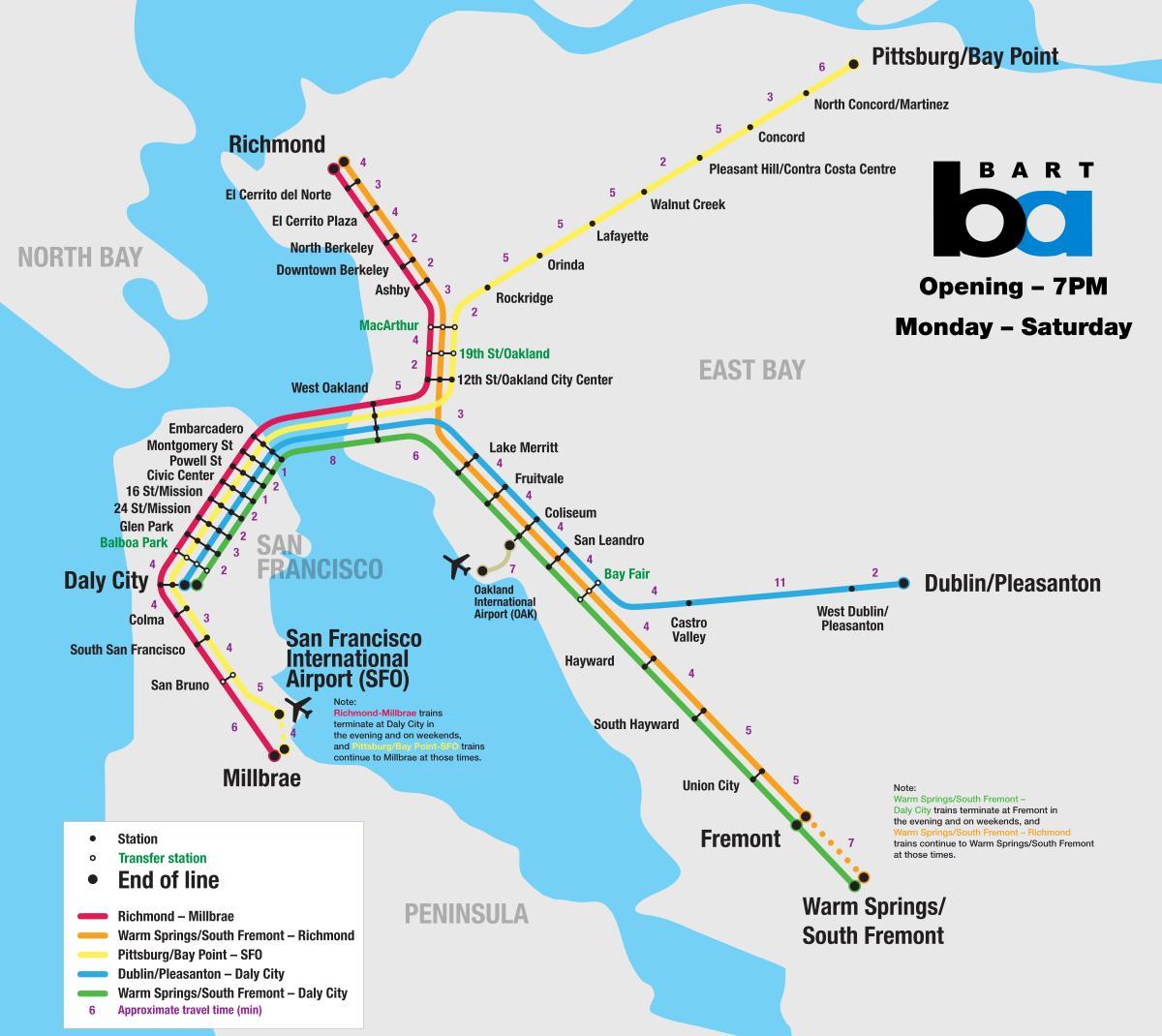 bart system San Francisco karta