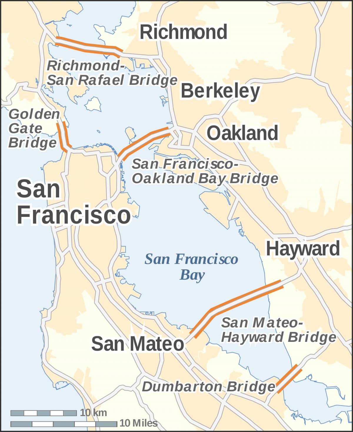 Karta över bay area broar