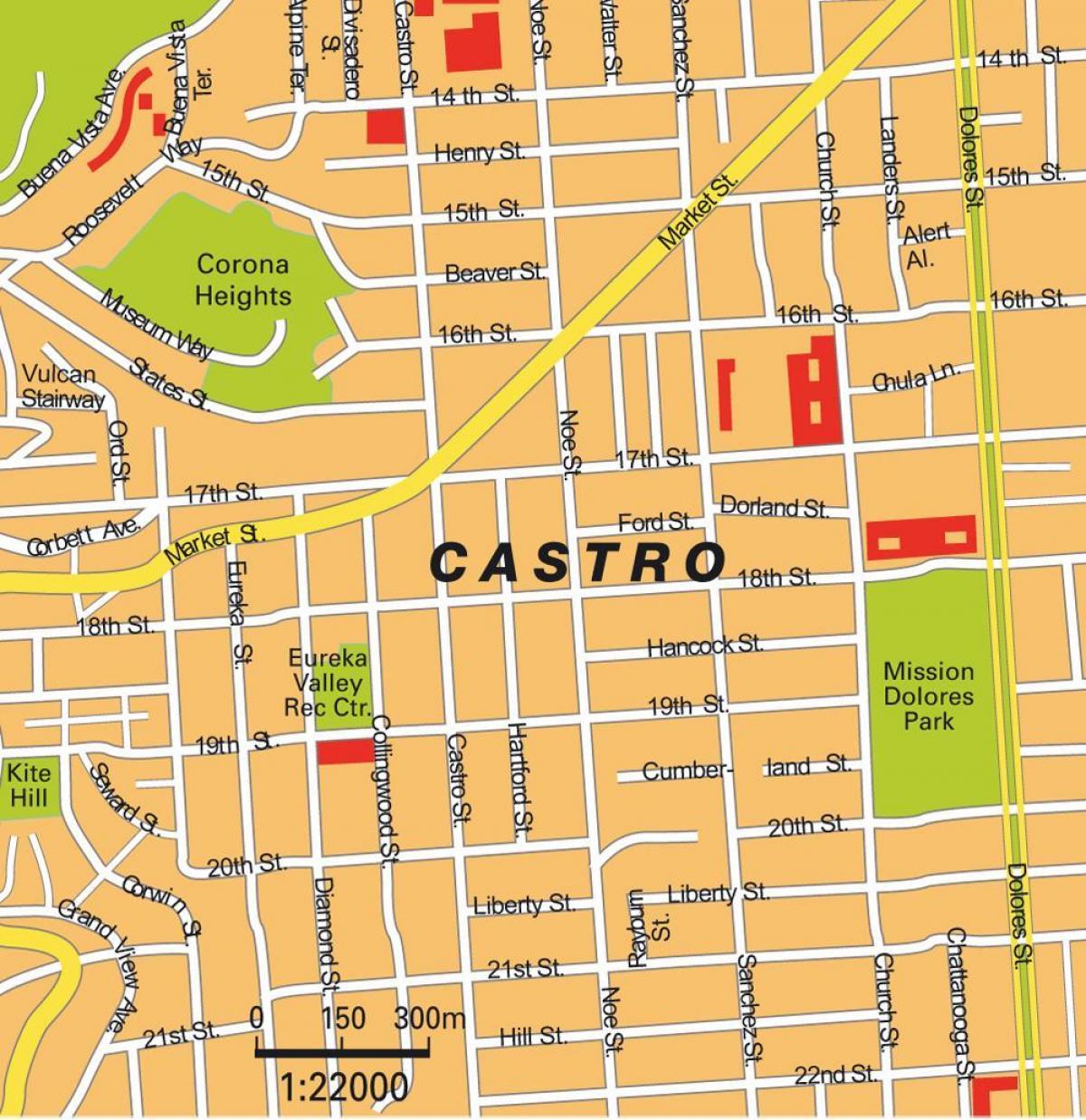 karta över castro district i San Francisco