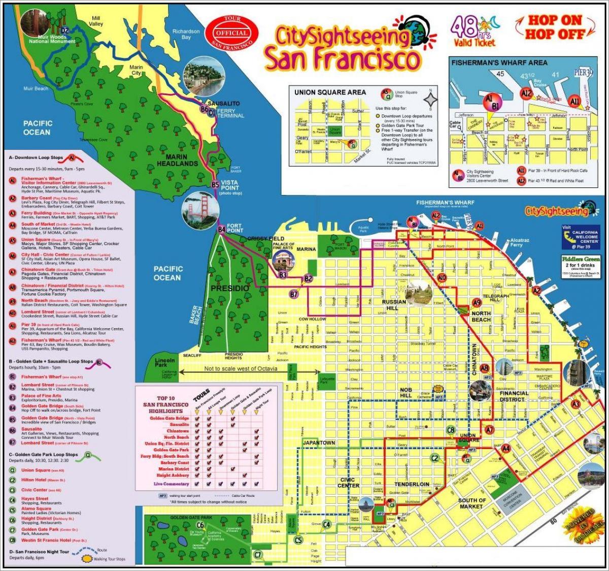 city sightseeing San Francisco tur karta