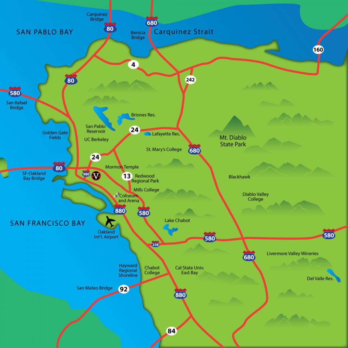karta över east bay area i kalifornien