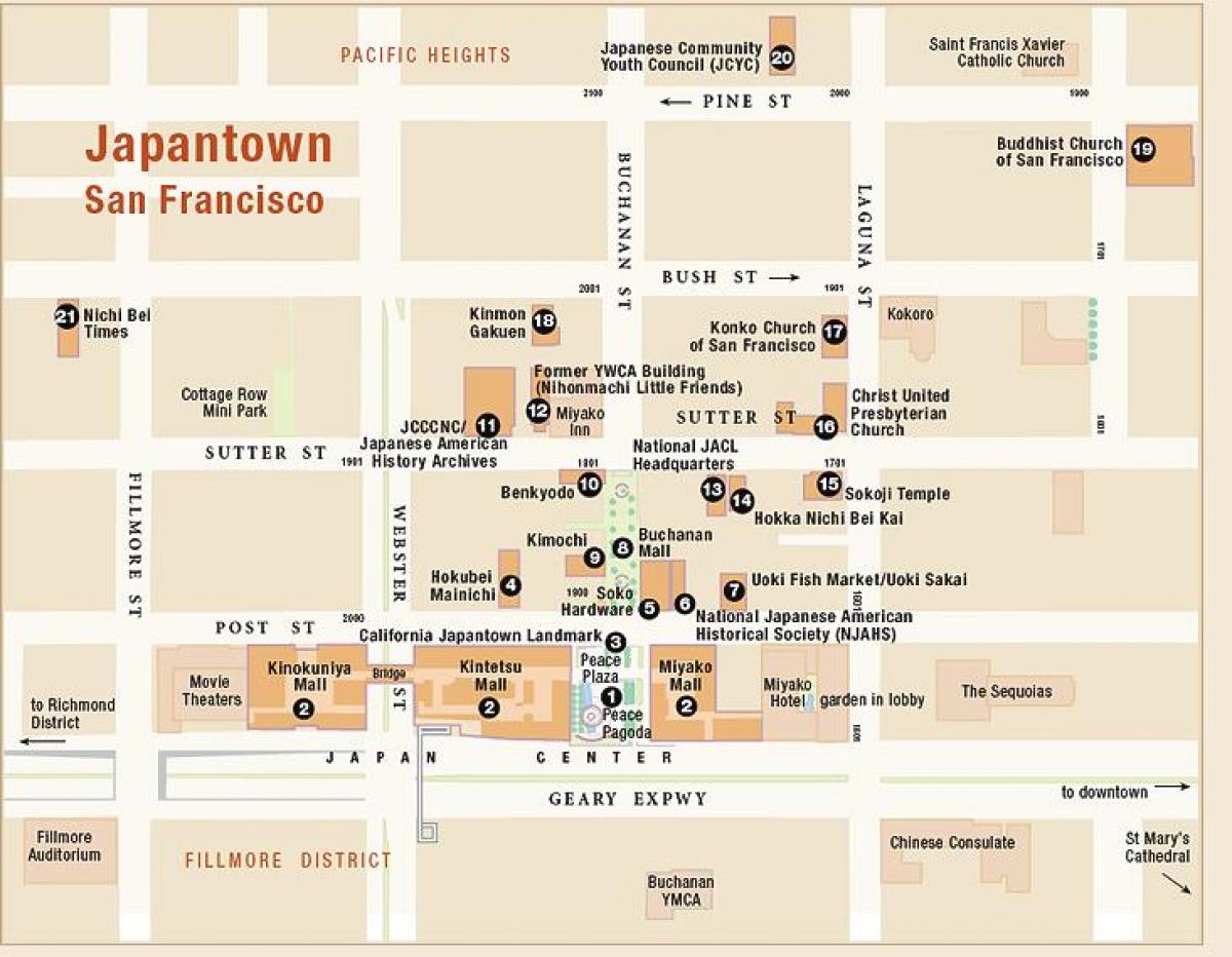 Karta i japantown i San Francisco