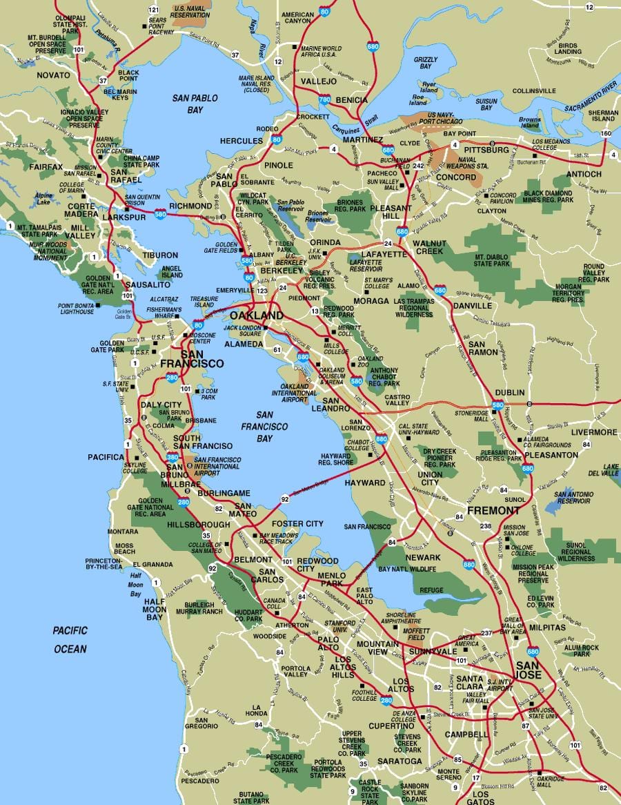 Karta över större San Francisco