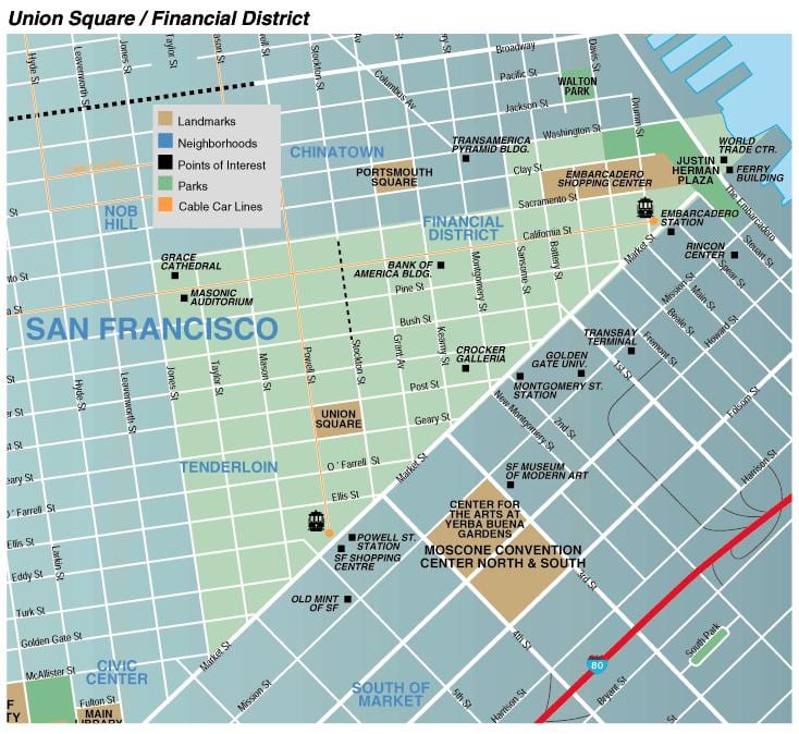 Karta över union square San Francisco