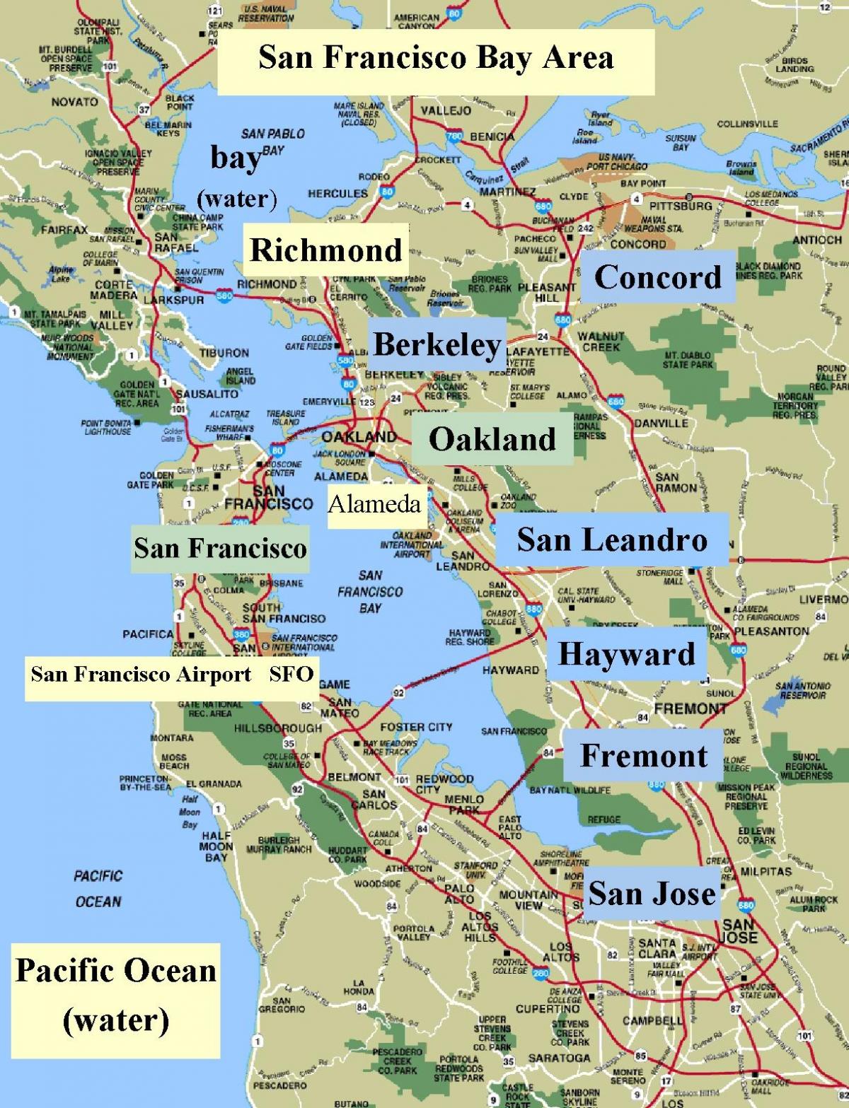 karta över San Francisco-området i kalifornien