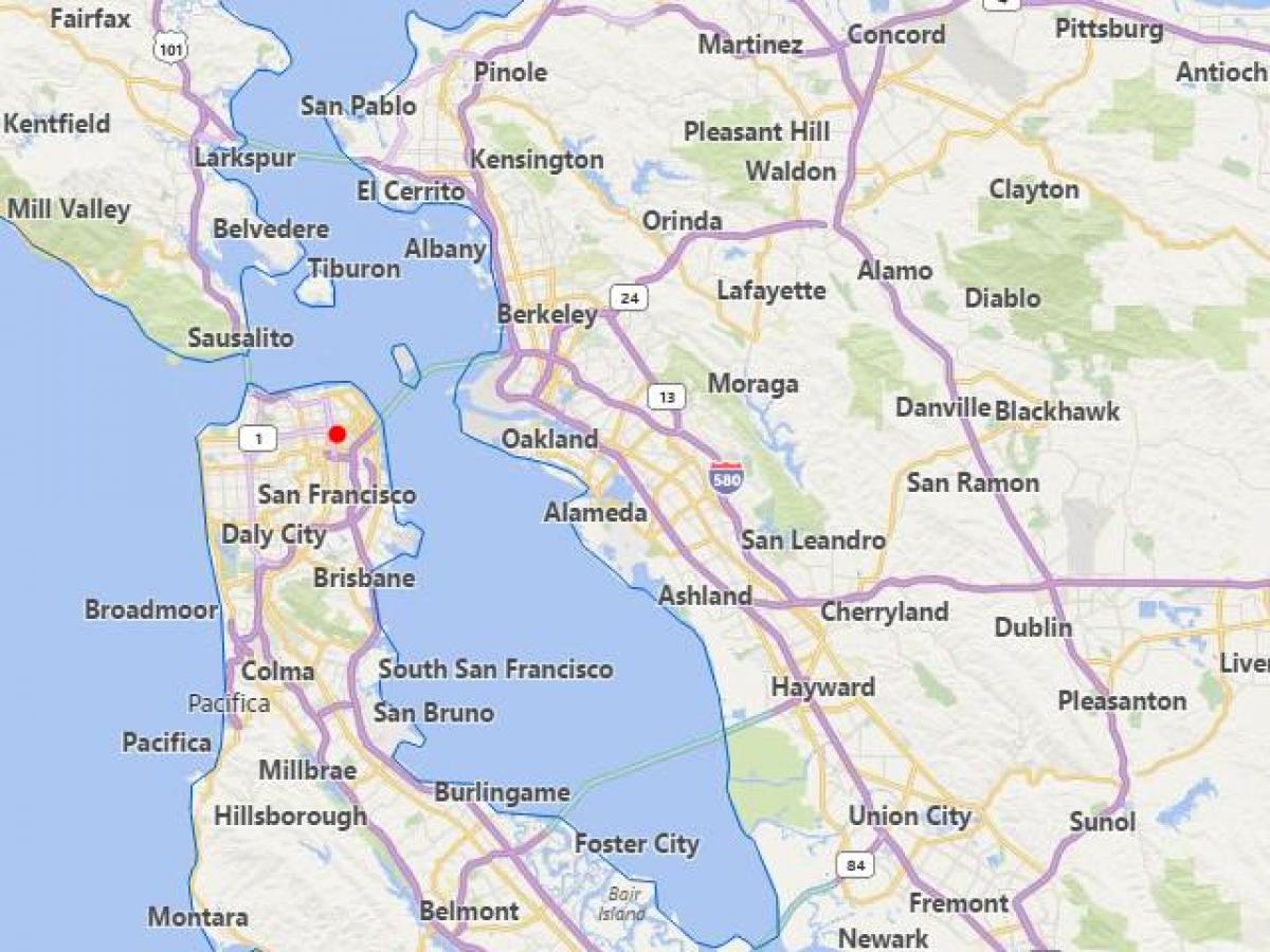 karta of california städer nära San Francisco