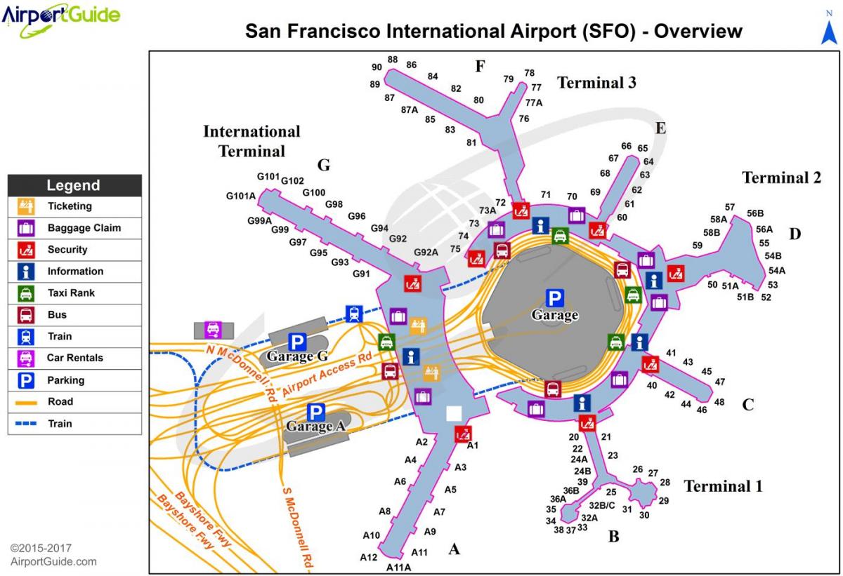 Karta över kSFO flygplats