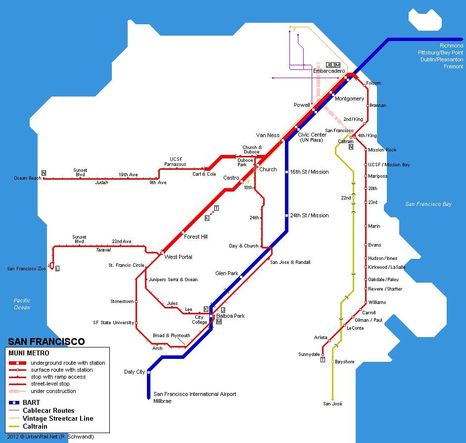Karta över muni spårvagn