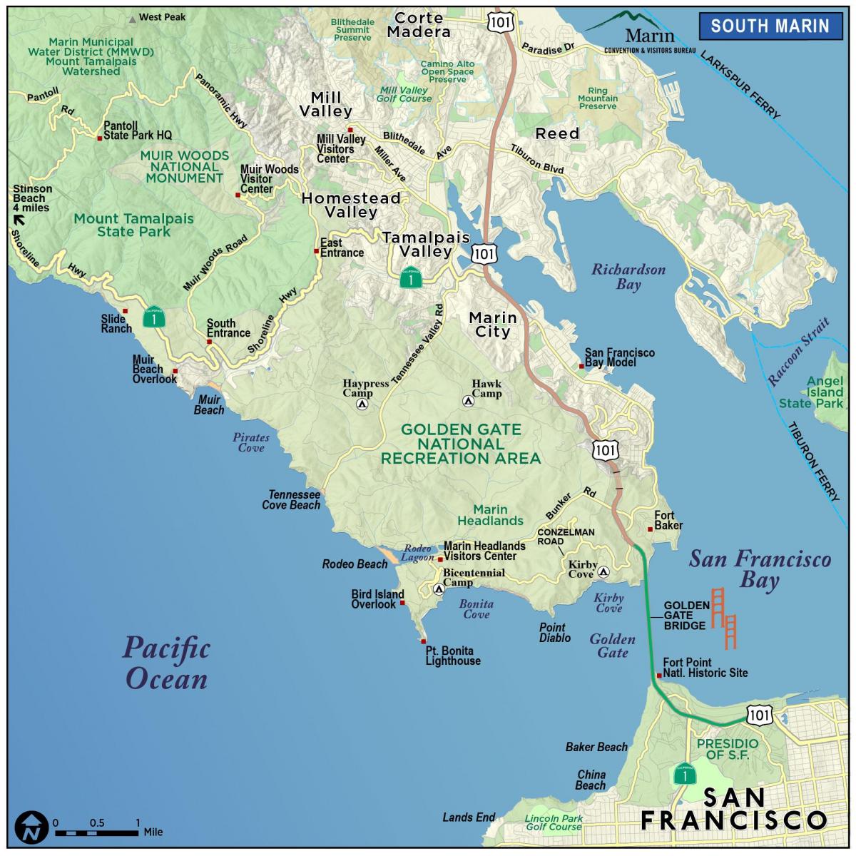 Karta över redwood forest San Francisco