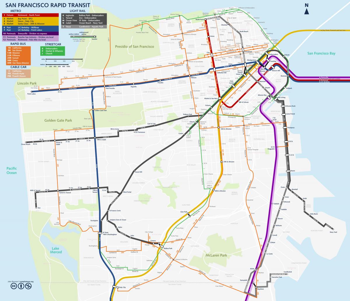Karta över San Fran transit