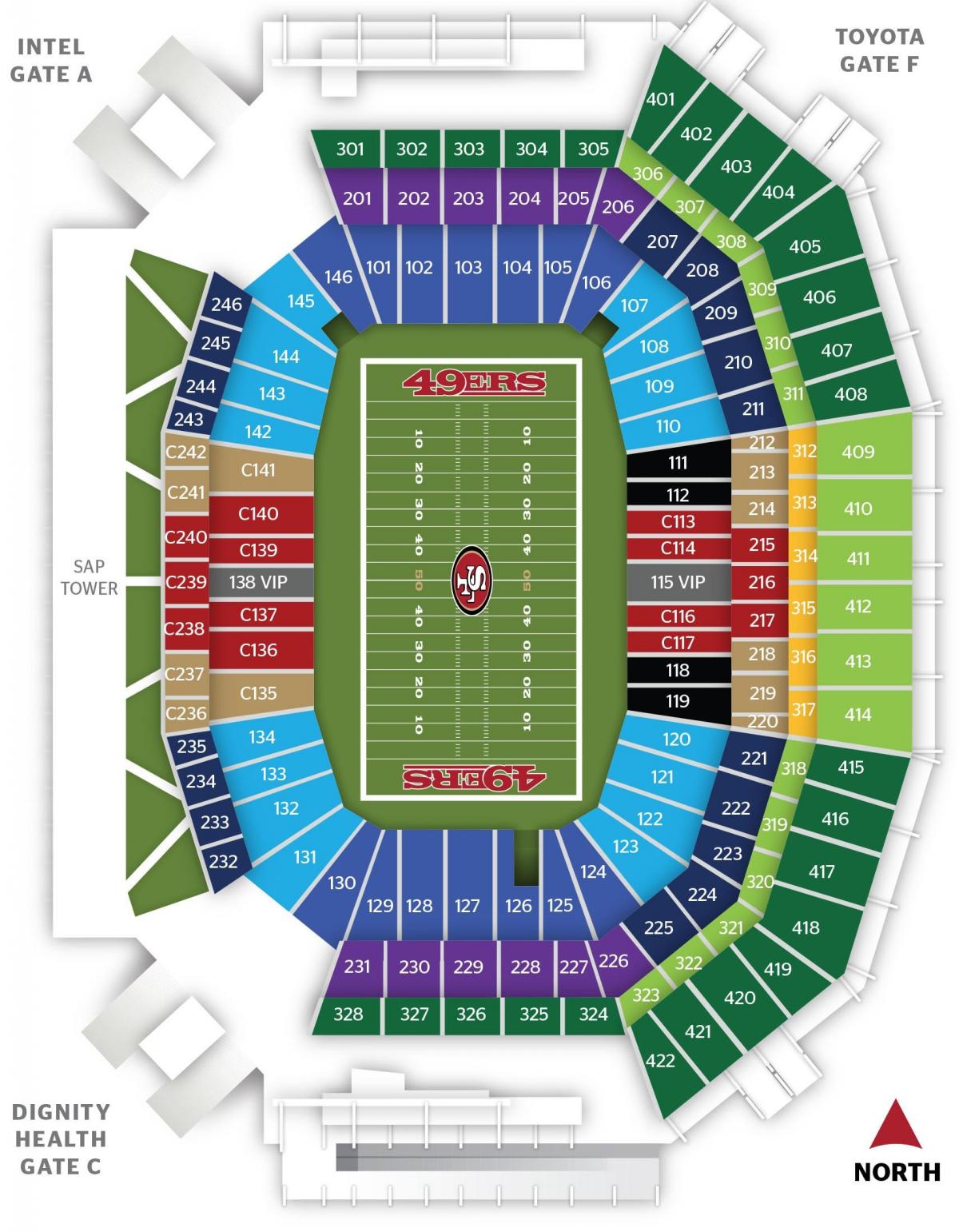 Karta över San Francisco 49ers-stadion