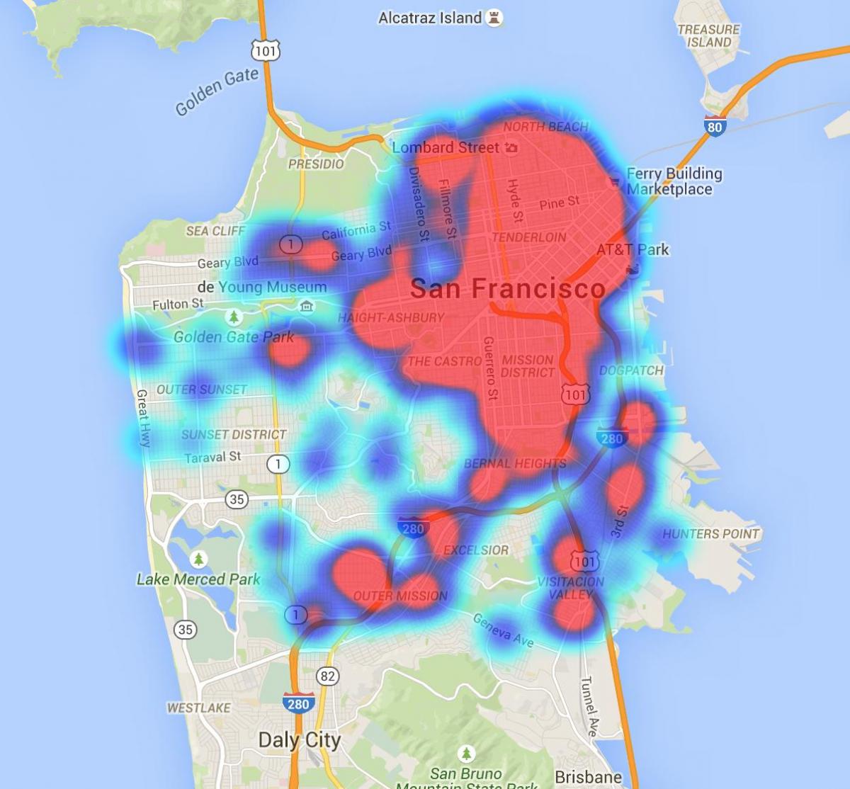 Karta över San Francisco avföring