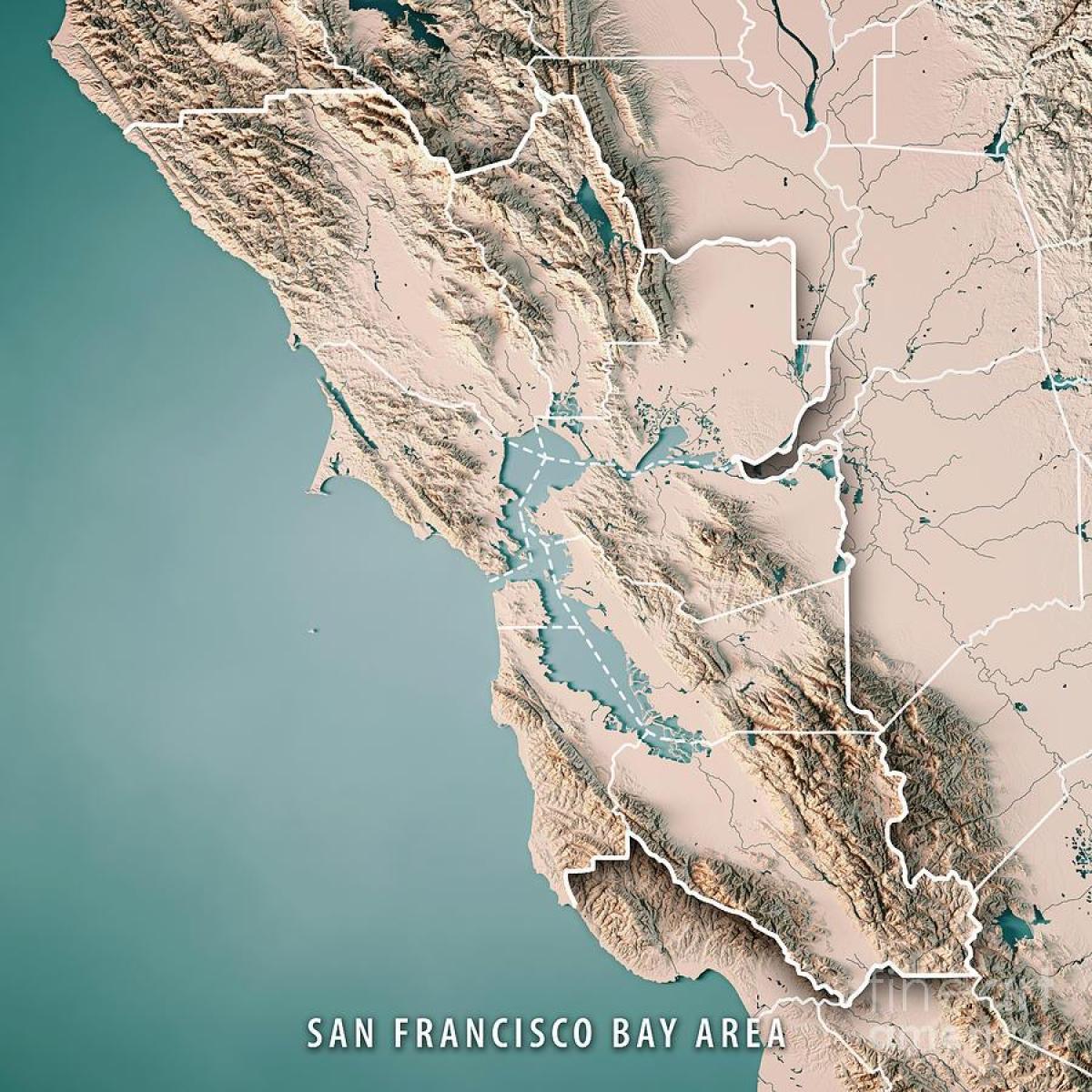 Karta över San Francisco bay topografiska 