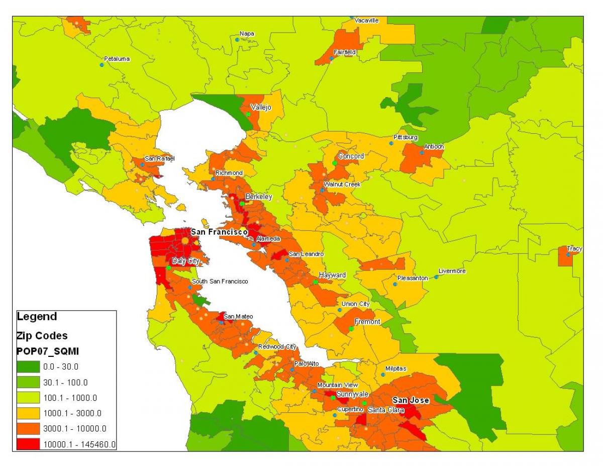 Karta över San Francisco befolkningen