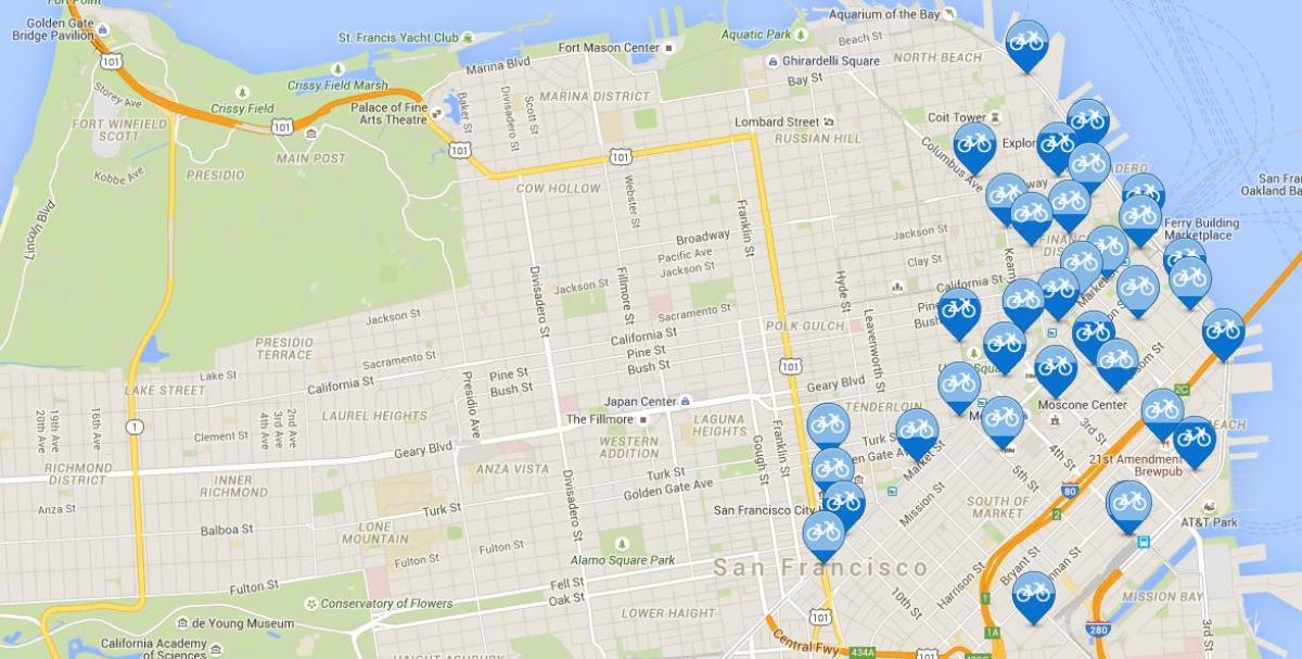 Karta över San Francisco bike dela