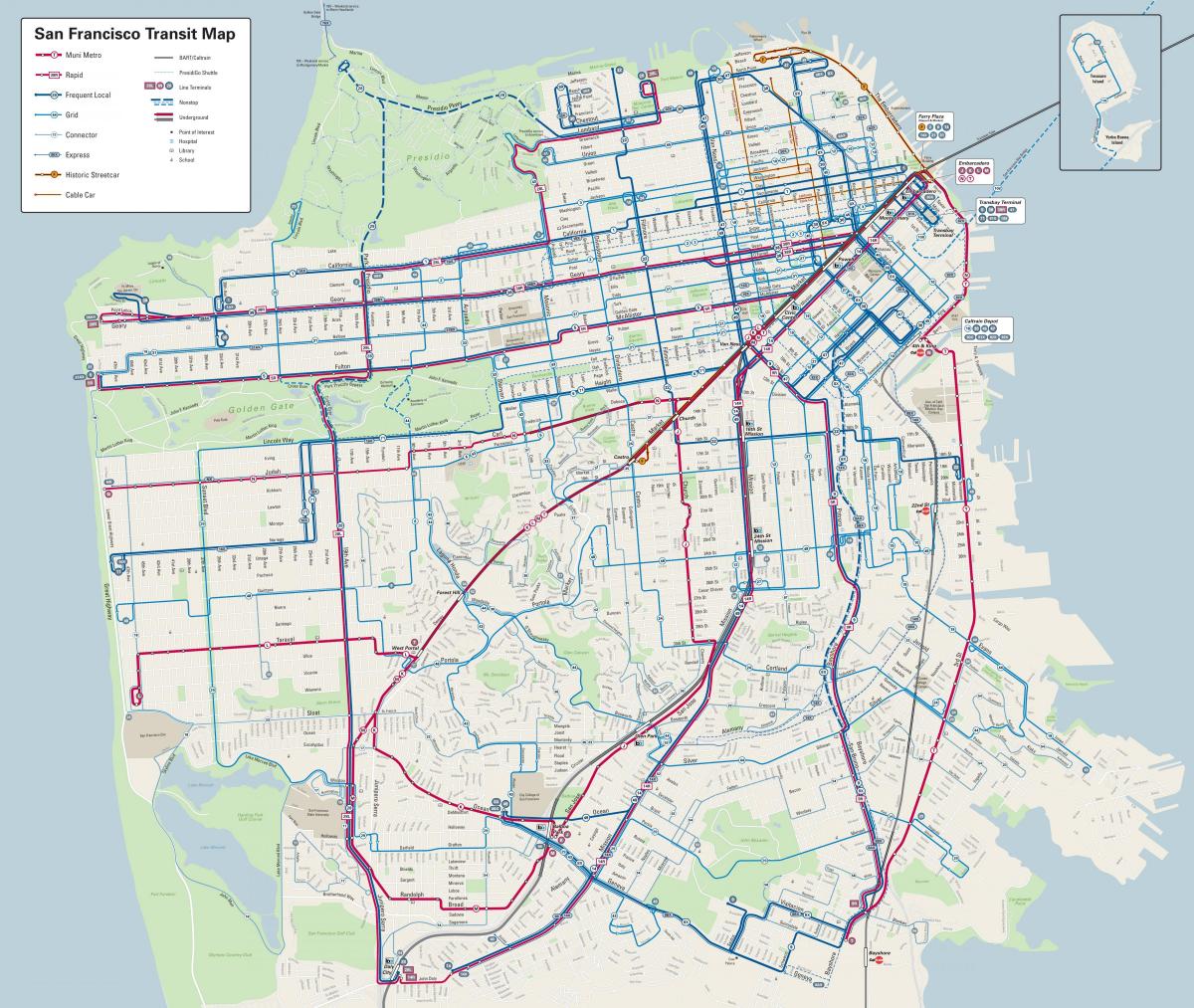 San Francisco busslinjer karta
