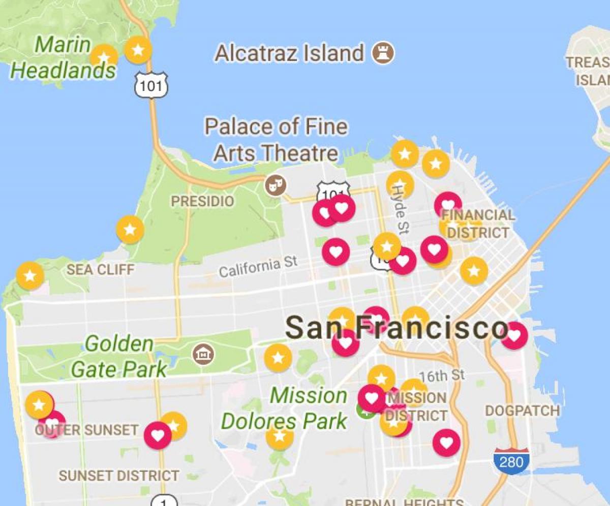 Karta över San Franciscos finansdistrikt
