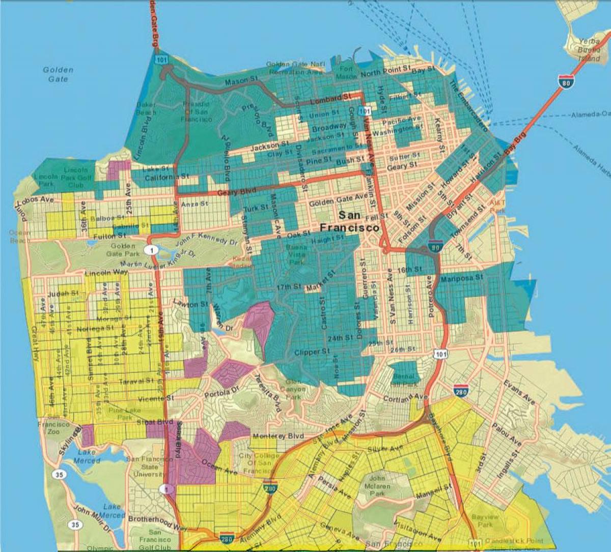 Karta över San Francisco gis