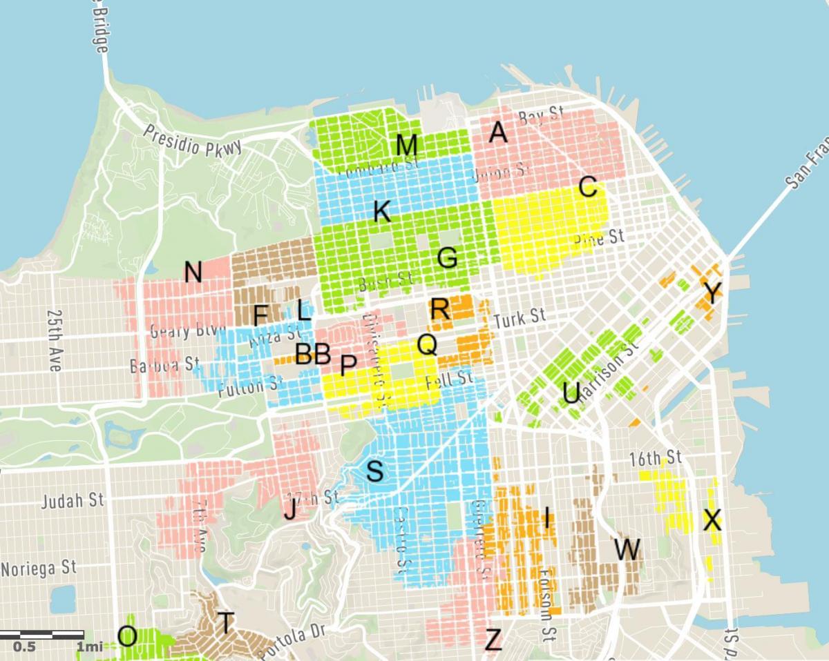 gratis parkering på gatan San Francisco karta