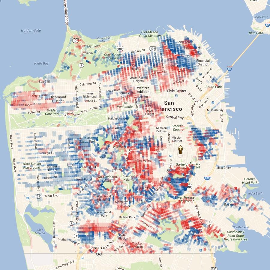 Karta över San Francisco höjd