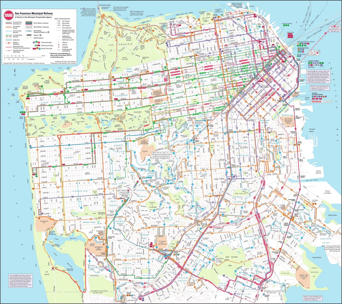 Karta över San Francisco järnväg