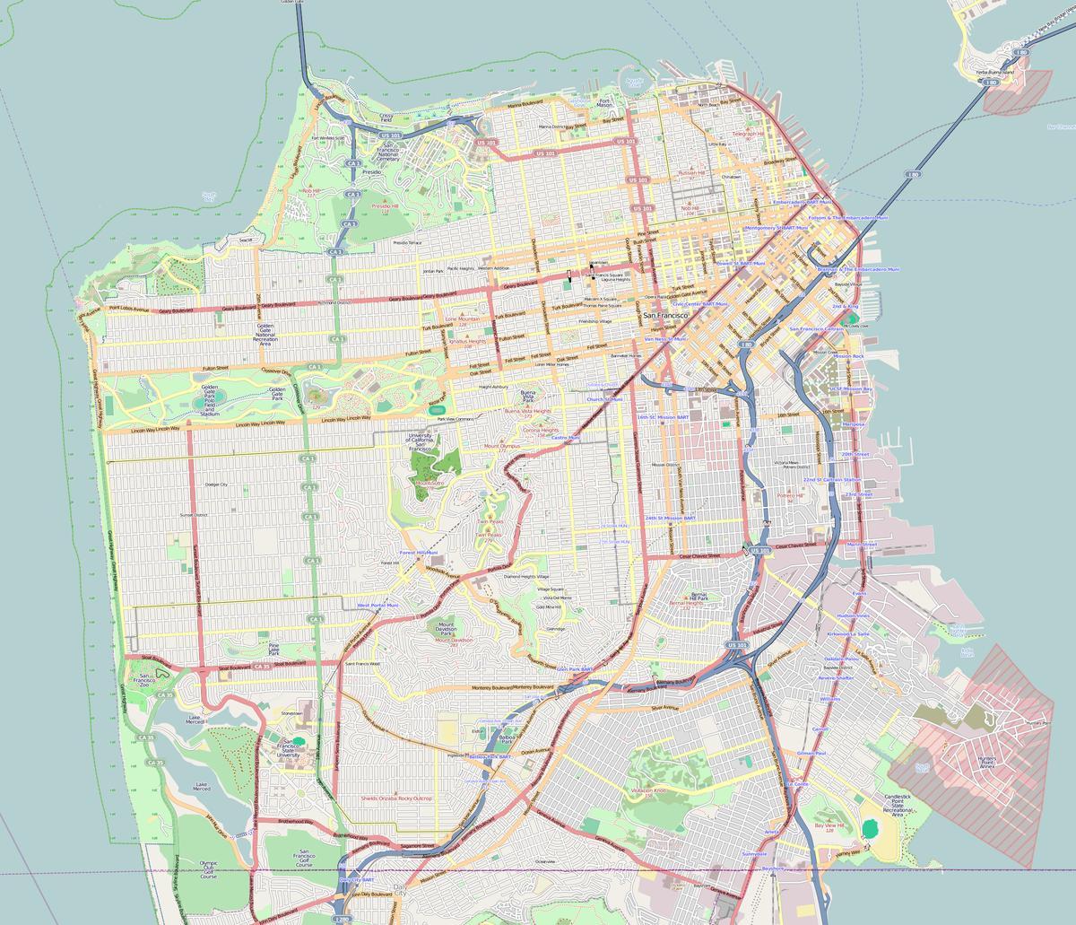Karta över San Francisco översikt