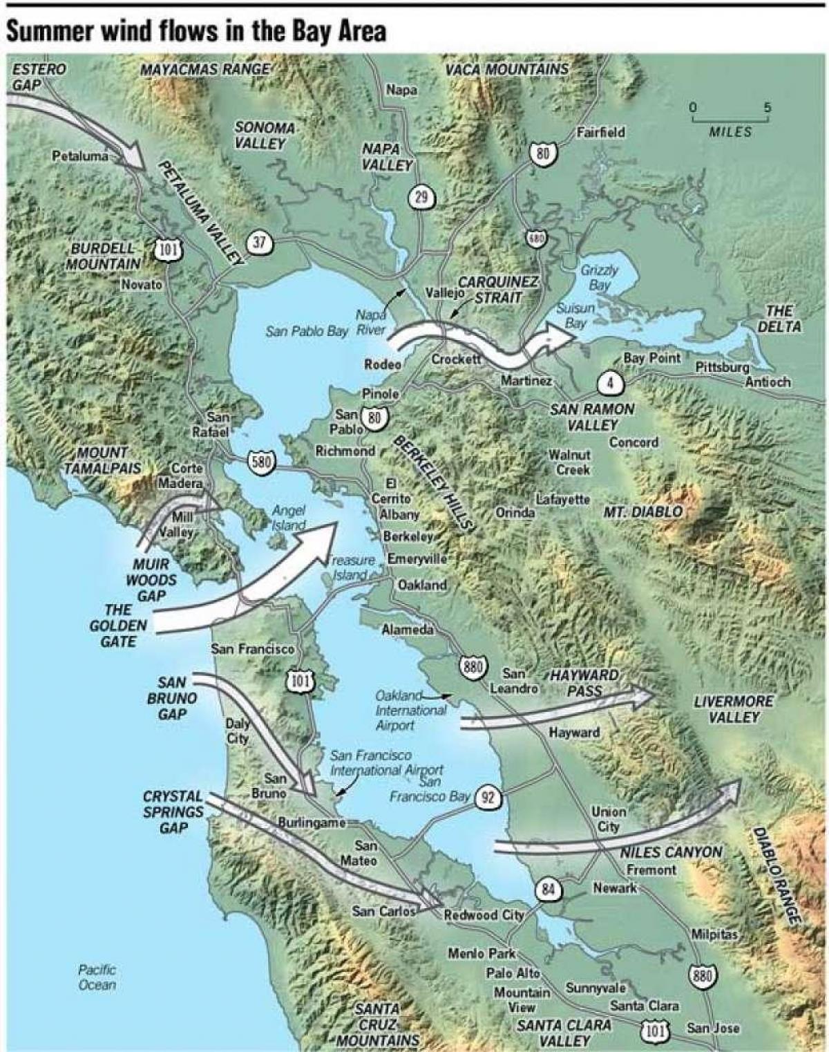 Karta över San Francisco mikroklimat