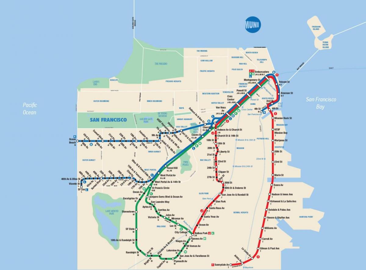 Karta över San Francisco muni app