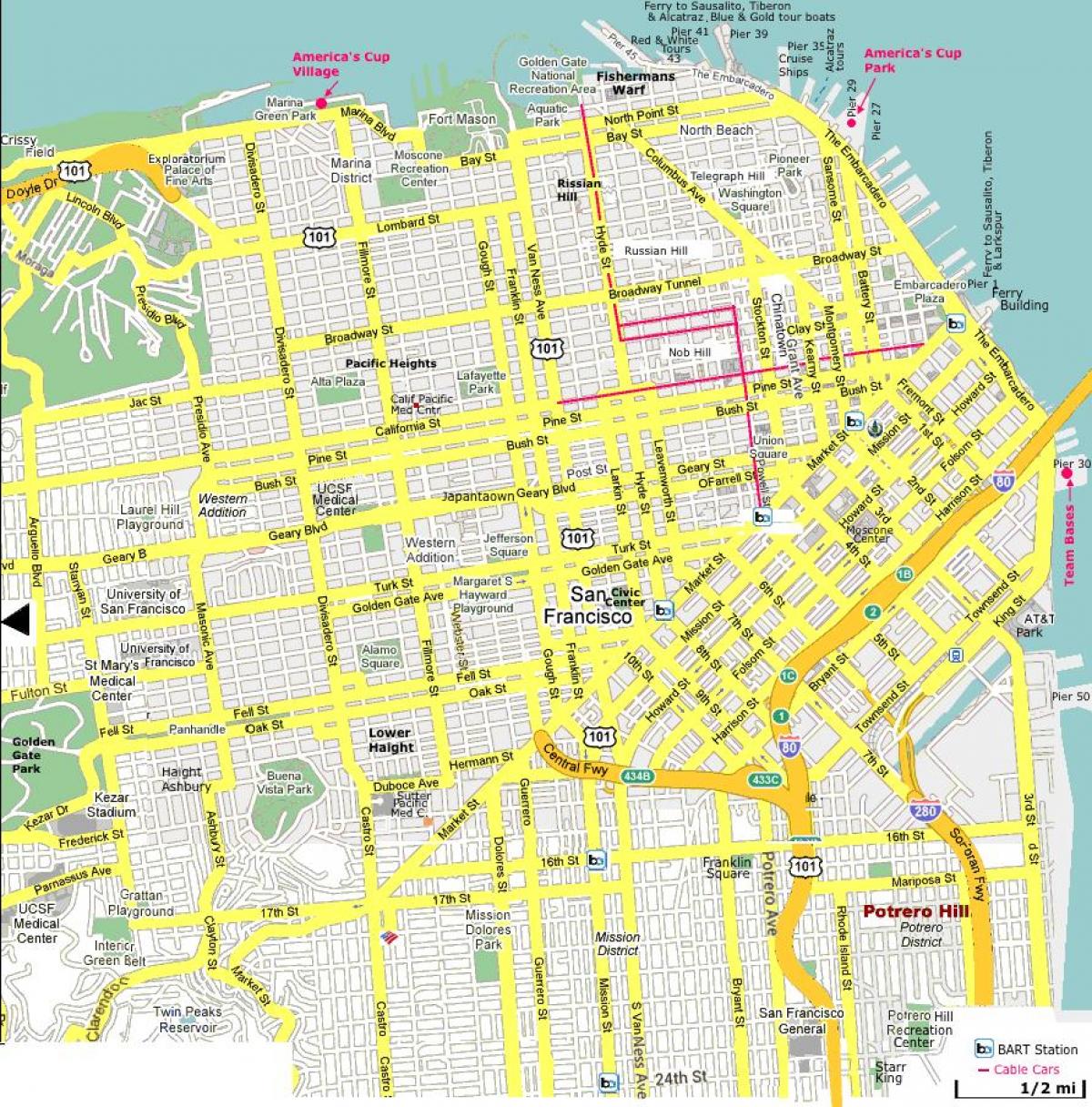 San Francisco platser av intresse karta