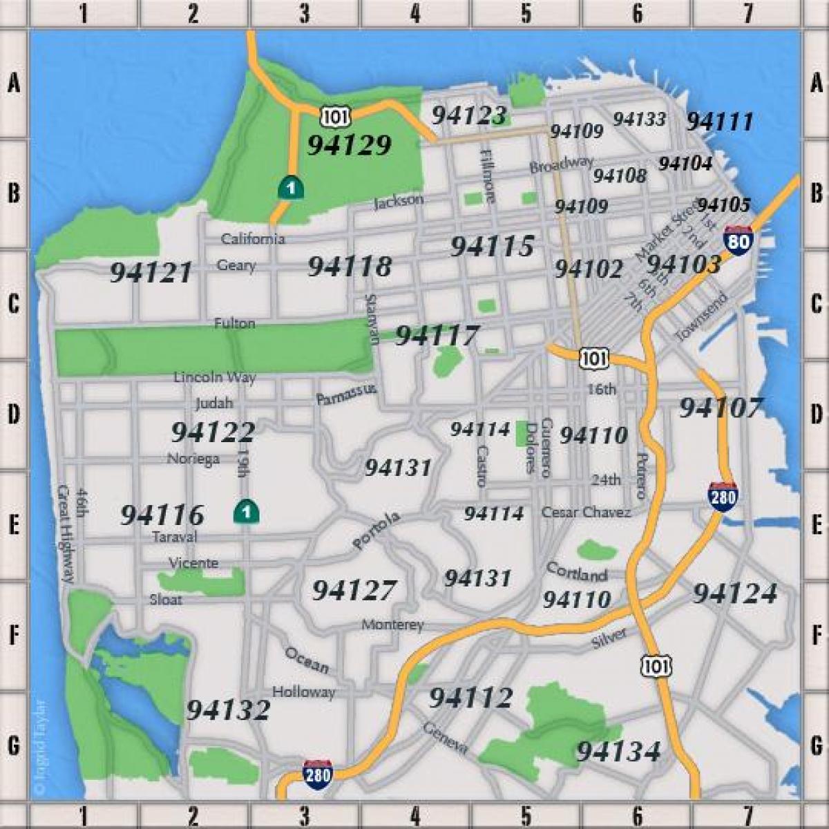 San Francisco postnummer karta