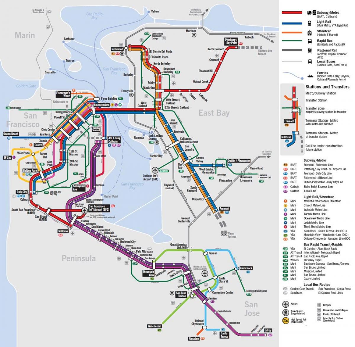 karta kollektivtrafik San Francisco
