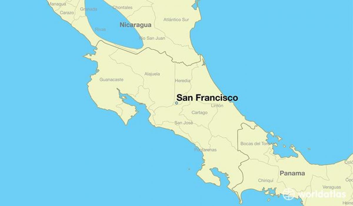Karta över San Francisco på en värld