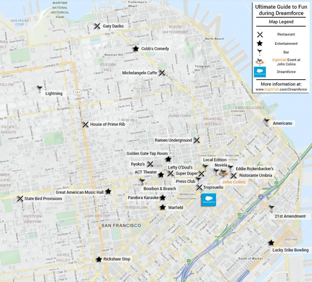 Karta över San Francisco restaurang