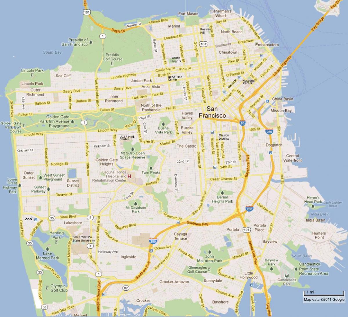 San Francisco sevärdheter karta