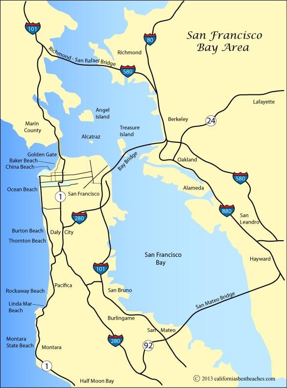 Karta över San Francisco stränder