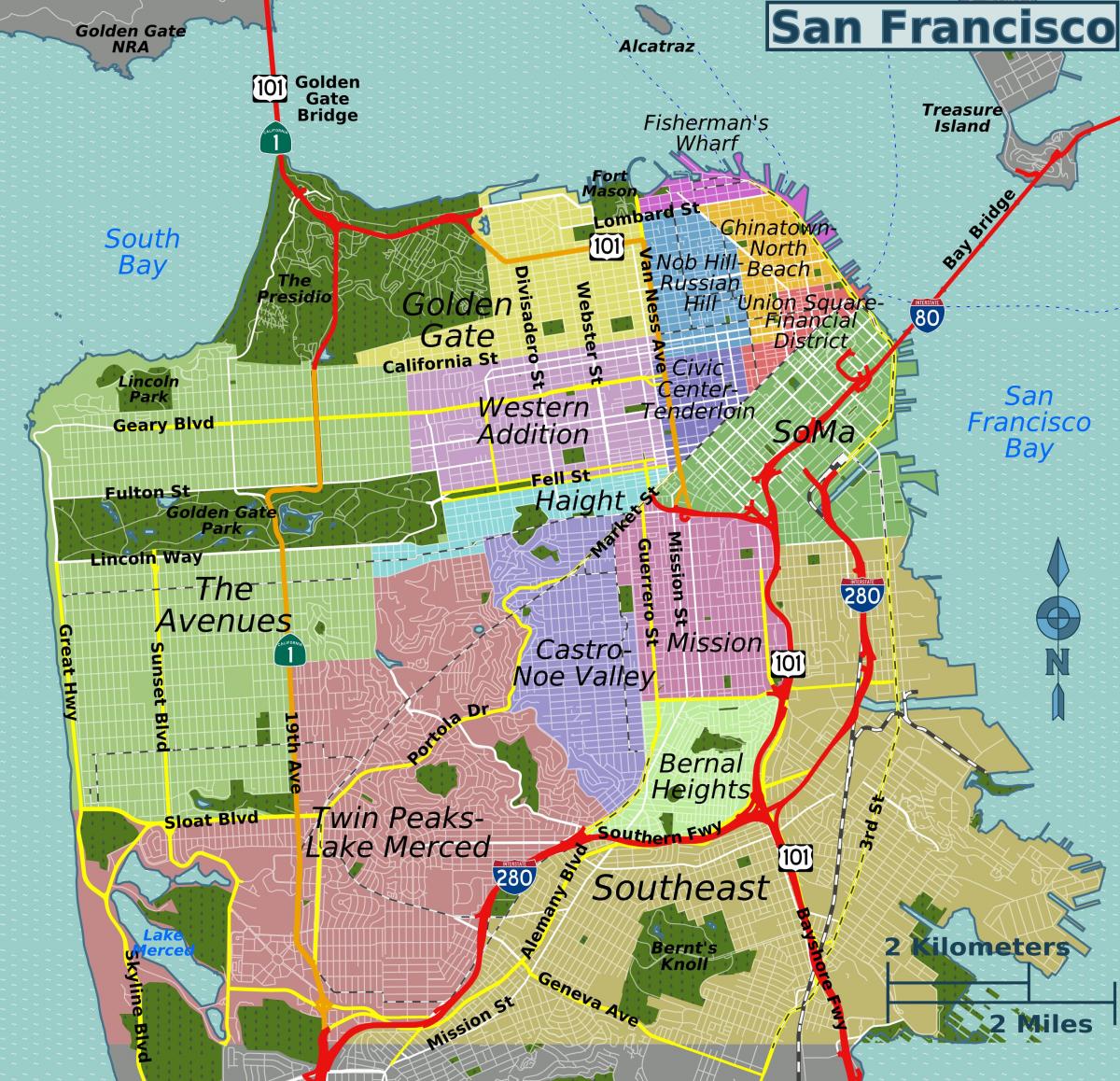 street karta över San Francisco i kalifornien