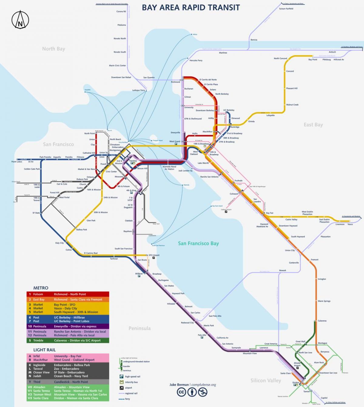 San Fran tunnelbana karta
