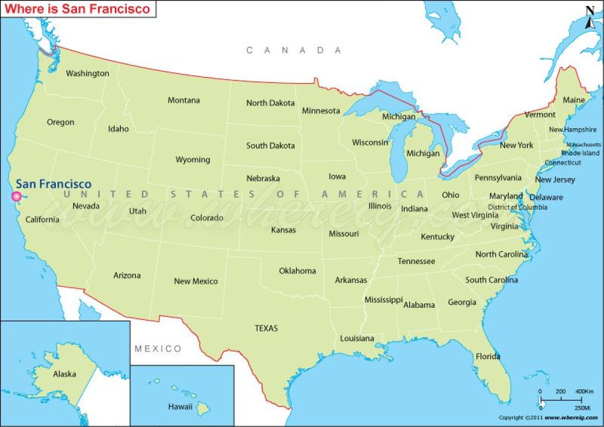 karta över San Francisco, kalifornien, usa
