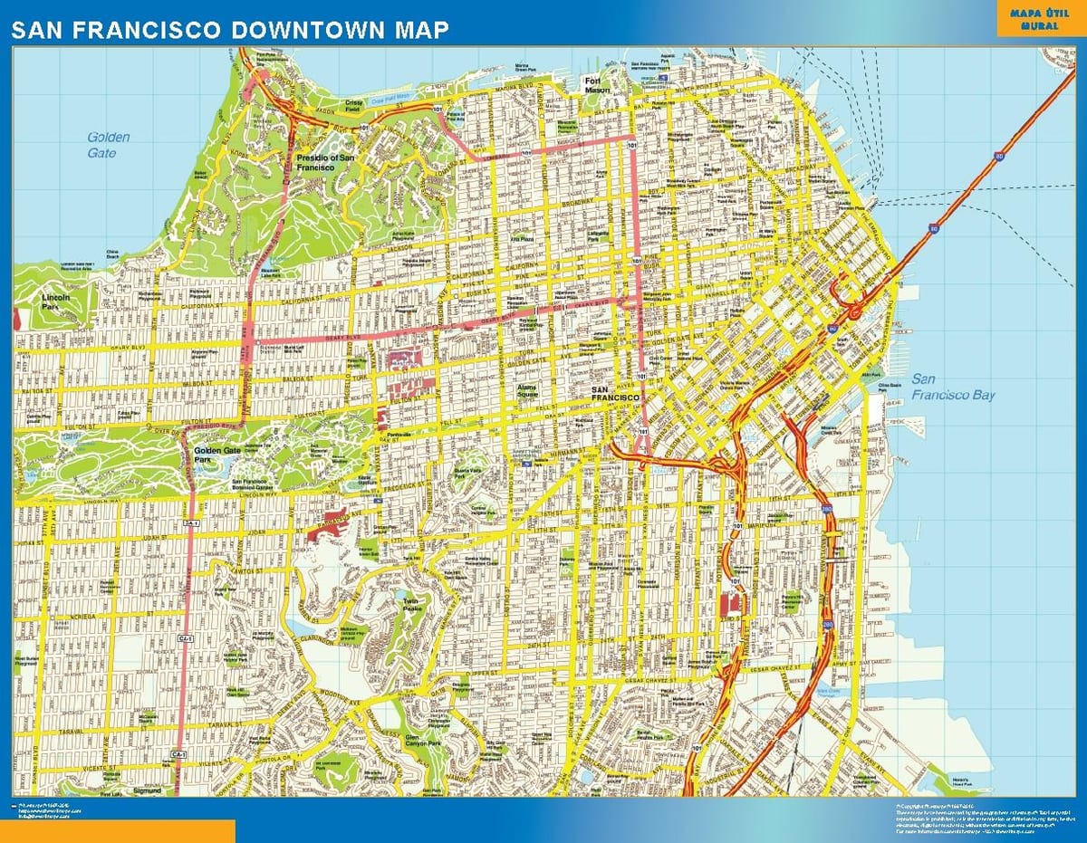 Karta över San Francisco väggen