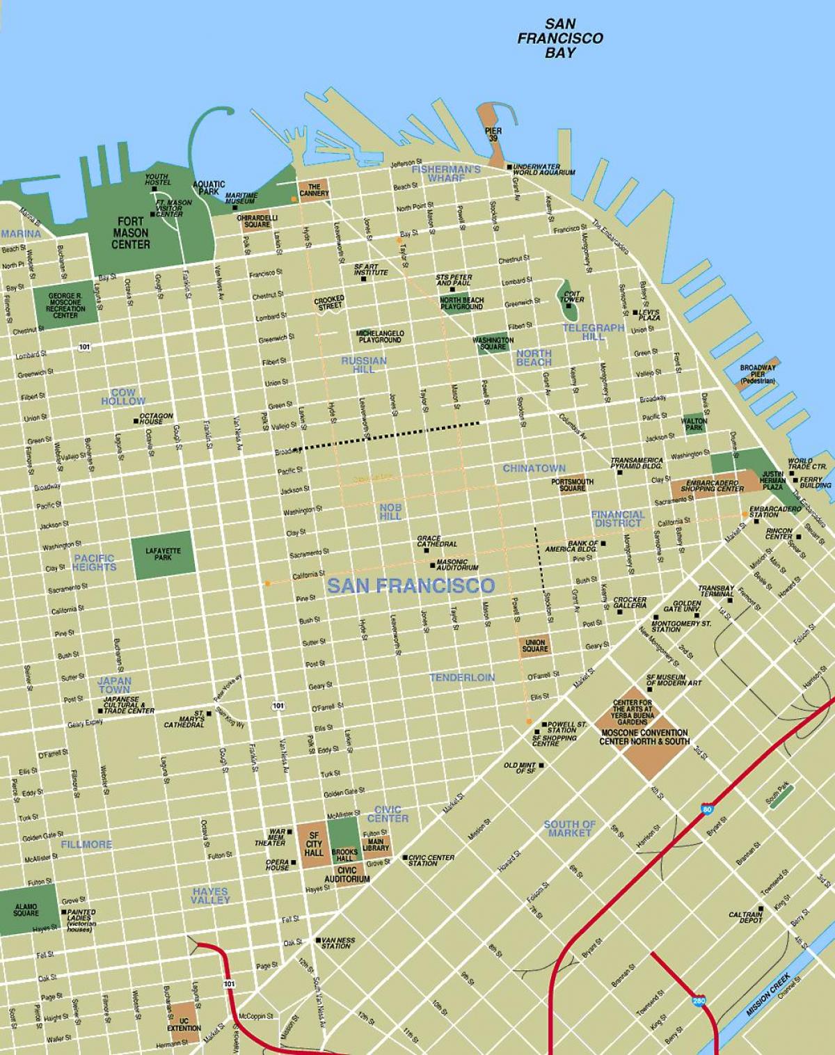 karta över sevärdheter San Francisco